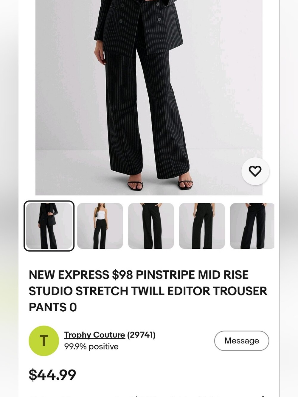 Express Editor Black Striped Bootcut Mid-Rise Dress Pants 00R/XS - Picture 16 of 16